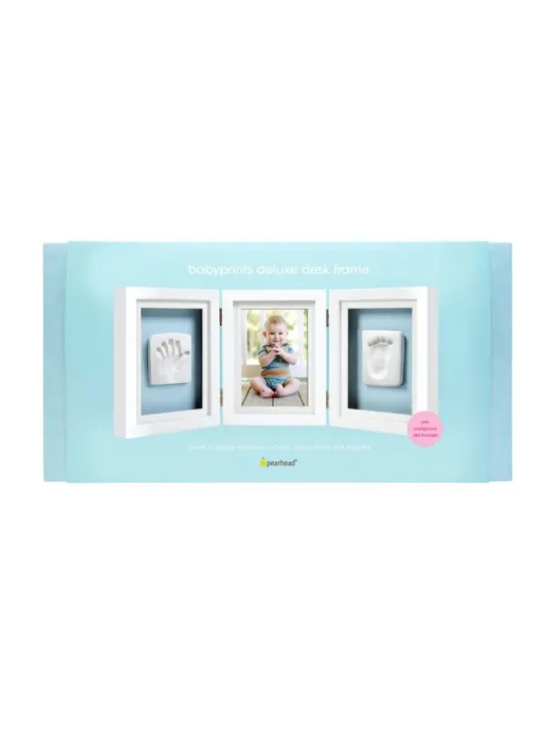 Pearhead Babyprints Deluxe - triplakehys käden- ja jalanjäljelle + valokuvalle, valkoinen