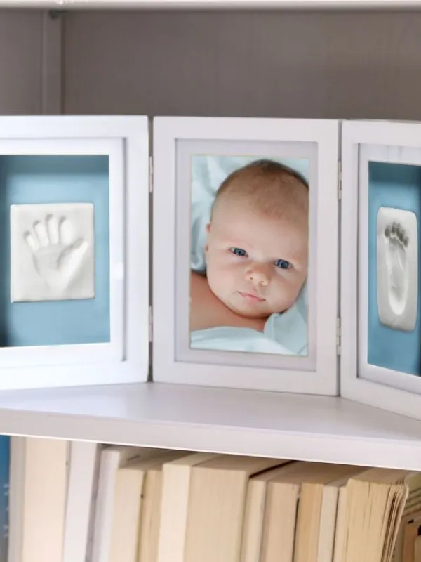 Pearhead Babyprints Deluxe - triplakehys käden- ja jalanjäljelle + valokuvalle, valkoinen