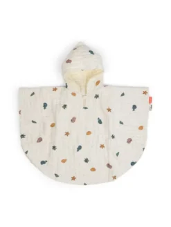 Done by deer - luomupuuvillainen poncho pyyhe lapselle - Sea friends Beige