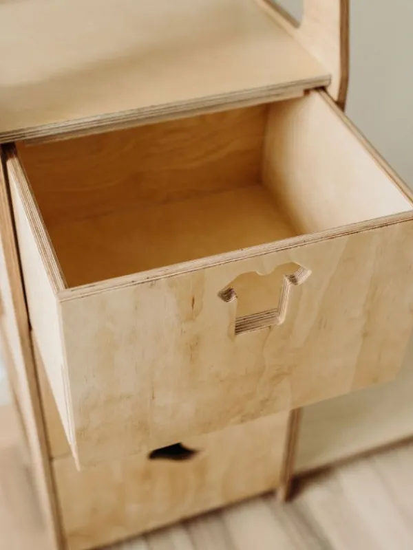Duck Woodworks - lasten vaatekaappi laatikoilla