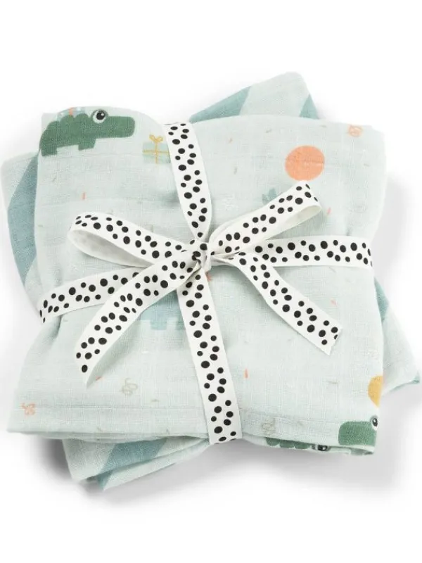 Done by deer Harsoliina vauvalle 2-pack 70x70 - Celebration Blue –