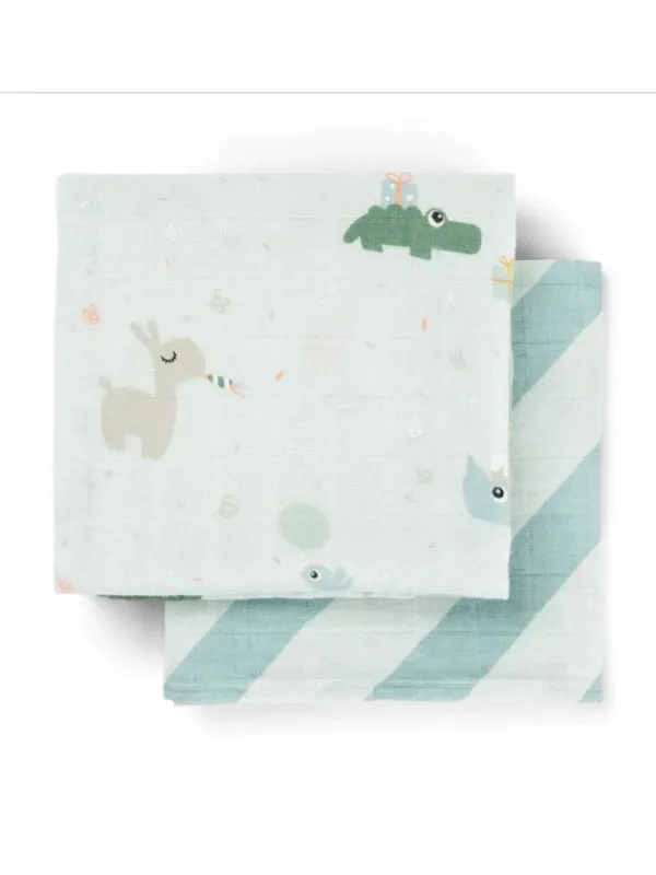 Done by deer Harsoliina vauvalle 2-pack 70x70 - Celebration Blue –