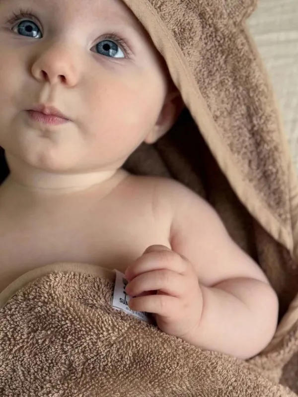 Huppupyyhe lapselle, pupunkorva warm taupe