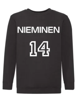 Lasten Collegepaita nimellä ja numerolla, musta