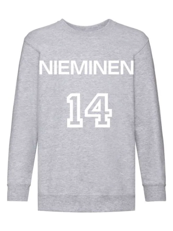 Lasten Collegepaita nimellä ja numerolla, harmaa