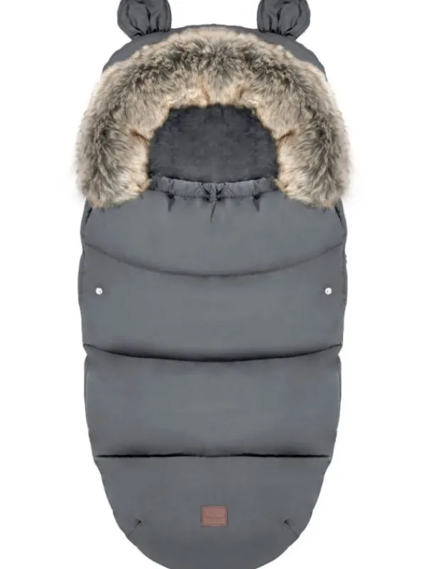 Lämpöpussi rattaisiin nallenkorvilla ja karvalla, dark gray