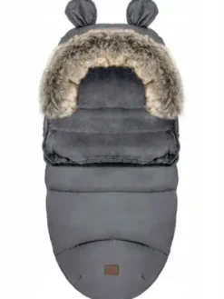 Lämpöpussi rattaisiin nallenkorvilla ja karvalla, dark gray