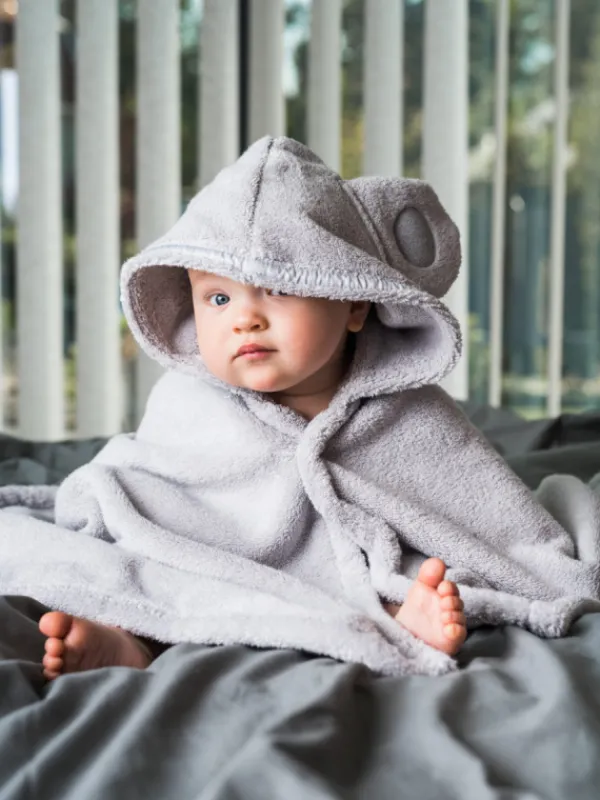 LUINLIVING Luin Living Vauvapyyhe nallenkorvilla 0-5v, Pearl Grey