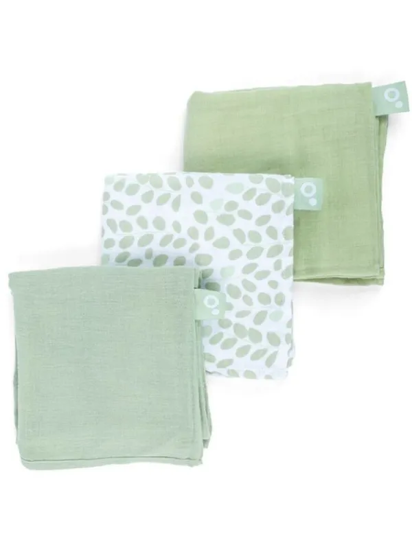 DOOMOO Luomupuuvillainen harso 3-Pack, leaves green |