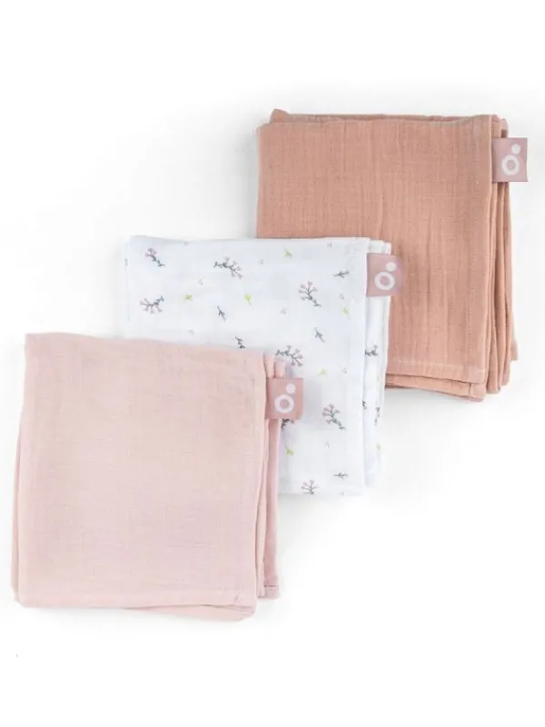 DOOMOO Luomupuuvillainen harso 3-Pack, flower pink |