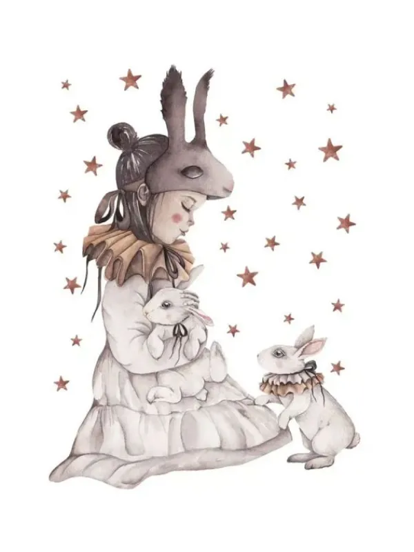Seinätarra Setti 150x100cm, Bunny Girl