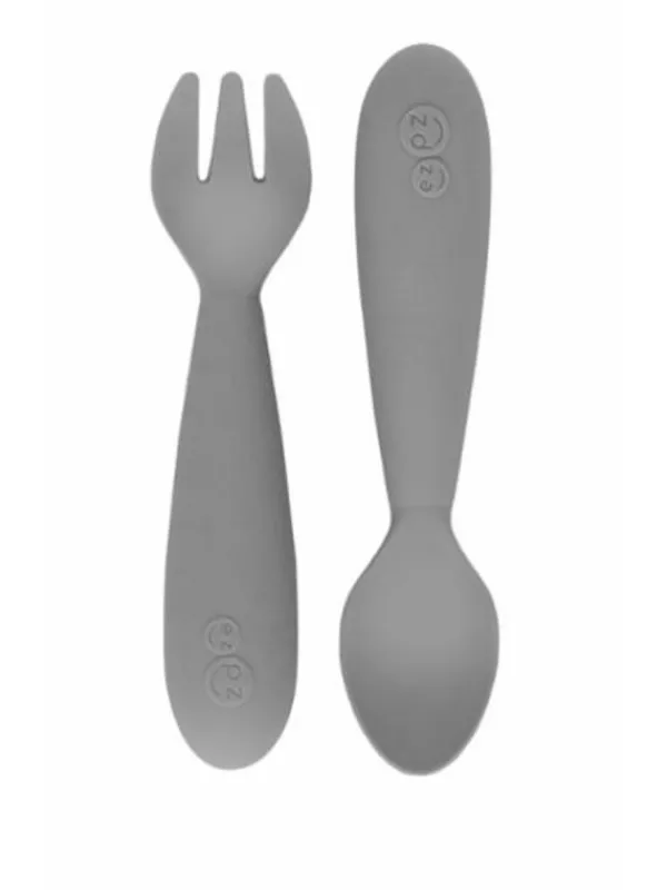 EZPZ Silikoniset MINI ensilusikka ja haarukka, grey |