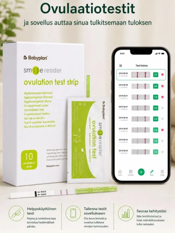 Smile Reader Ovulaatiotesti 10 kpl + Sovellus