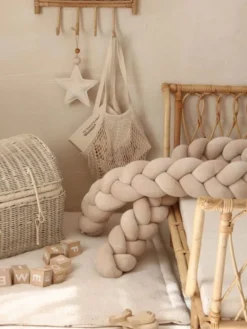 Velvet Palmikko reunasuoja pinnasänkyyn ja juniorisänkyyn - Beige